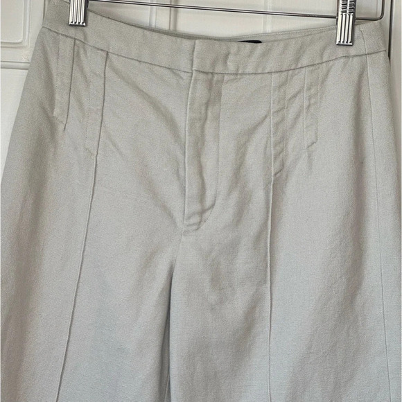 Rumere Linen wide leg pants mid rise cream colour sleek modern clasp closure - Picture 5 of 13
